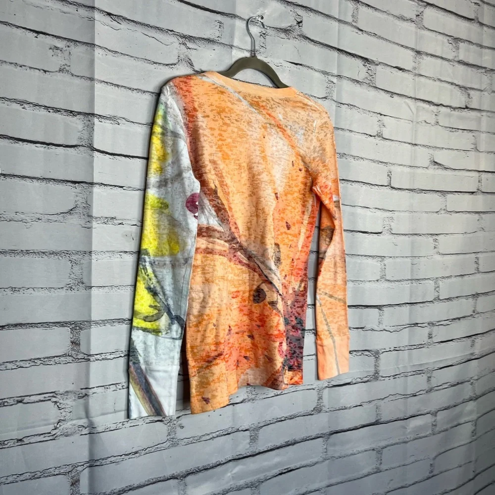 Before + Again Orange Red Graphic Long Sleeve Crew Shirt True to Size Women’s S - Picture 10 of 15